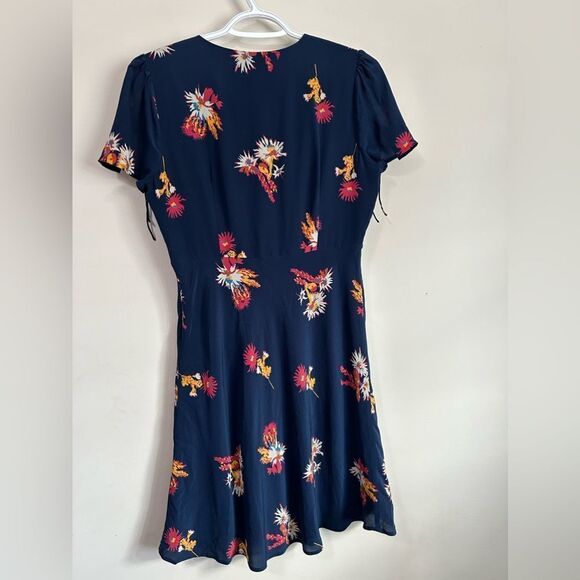 Madewell Silk Poppy Dress Cactus Flower Navy Mini - Picture 7 of 12